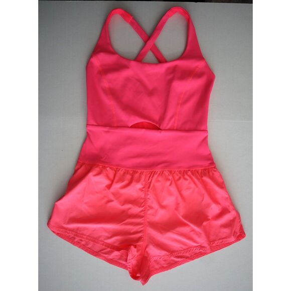 Free People Movement OB1227782 Women's Sz S Hot Pink Righteous Runsie Romper - Picture 1 of 7